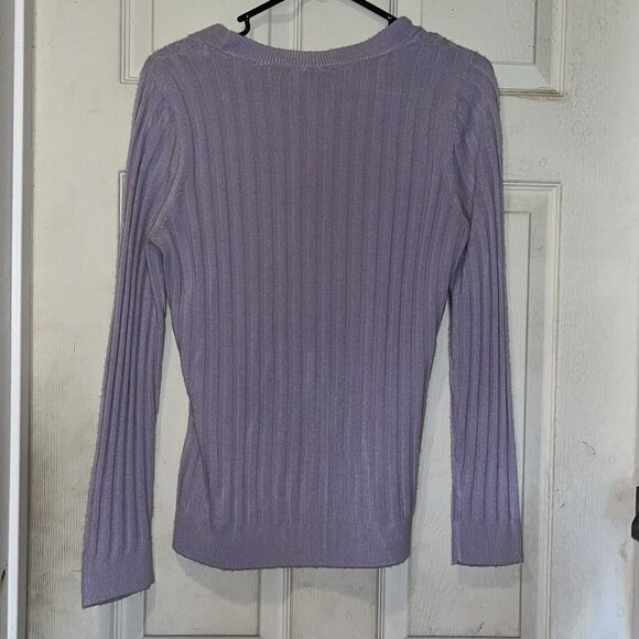 New York & Company Lavender Sweater Women’s Sz Medium‎ Ribbed Knit Trending - Picture 6 of 9